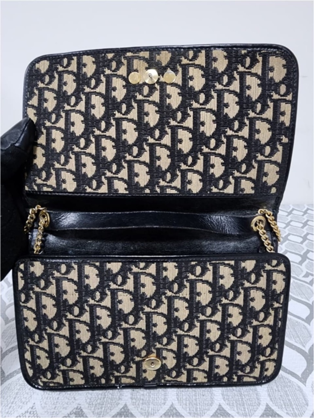 Authentic Christian Dior Vintage Diorissimo Trotter Bag Beige/Black - Picture 7 of 12